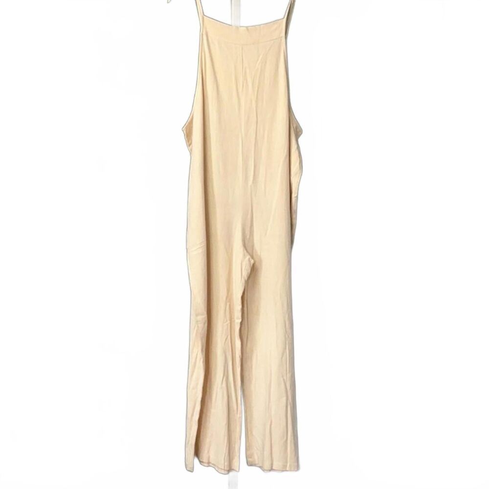 Beige Women's Jumpsuit with Spaghetti Straps. Large